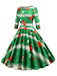 1950s Christmas Crew Neck Half Sleeve Dress