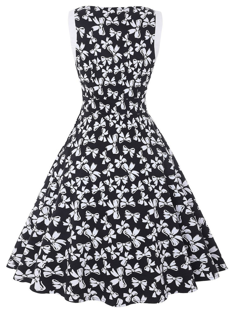 Black 1950s Bowknot Sleeveless A-line Dress