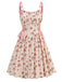 Pink 1950s Strap Ditsy Floral Lace-Up A-Line Dress