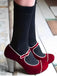 Vintage Plaids Patchwork Suede Mary Jane High Heel Shoes