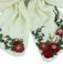 White Rose Embroidered Bow Hair Clip