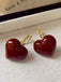 Retro Red 3D Heart Earrings