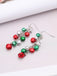 Christmas Contrast Red Green Bells Earrings