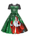 Green 1950s Christmas Santa Claus Lace Patchwork Dress