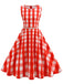 Red 1950s Plaid Sleeveless Swing Dress With Belt