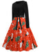 1950s Christmas Crew Neck Patchwork Swing Dress