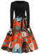 1950s Christmas Crew Neck Patchwork Swing Dress