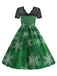 Green 1950s Christmas Santa Claus Lace Patchwork Dress