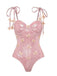 Pink 1950s Shimmery 3D Butterflies One-Piece Swimsuit