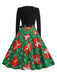 1950s Christmas Patchwork Long Sleeve Dress