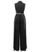 1930s V-Neck Lapel Pleated Wide-Leg Jumpsuit