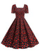 1950s Square Neck Heart Dots Dress