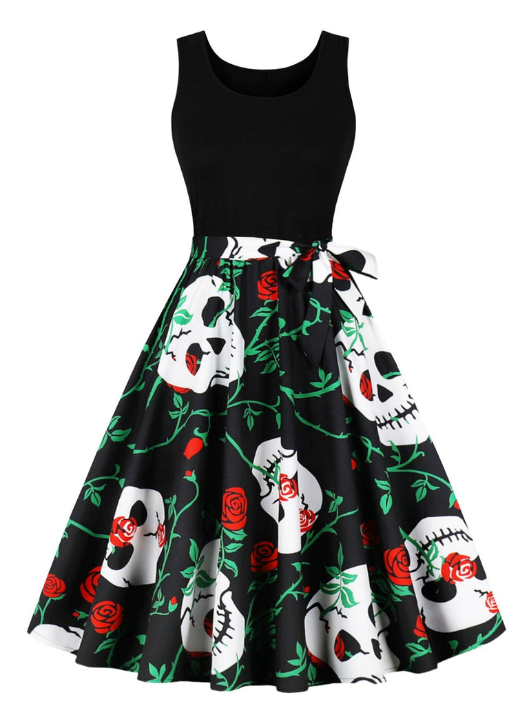 1950s Halloween Patchwork Sleeveless Dress