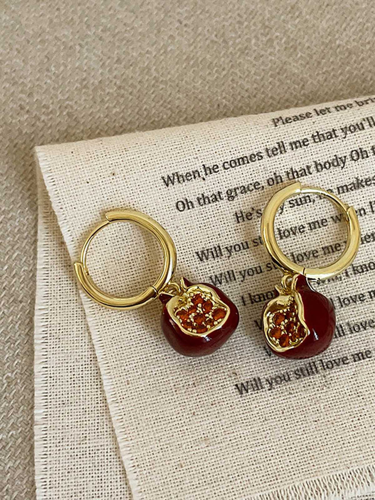 Red Pomegranate Charm Earrings