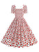 1950s Square Neck Heart Dots Dress