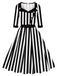 1950S Lapel Black & White Stripes Dress