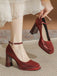 Retro Satin Block Heel Mary Jane Shoes