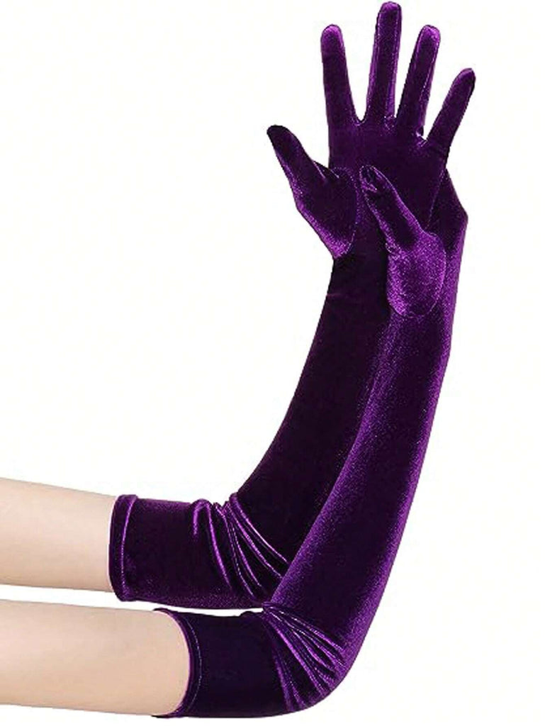 Velvet Party Solid Vintage Long Gloves