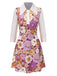 [Pre-Sale] Purple 1960s Lapel Flowers Patchwork Dress