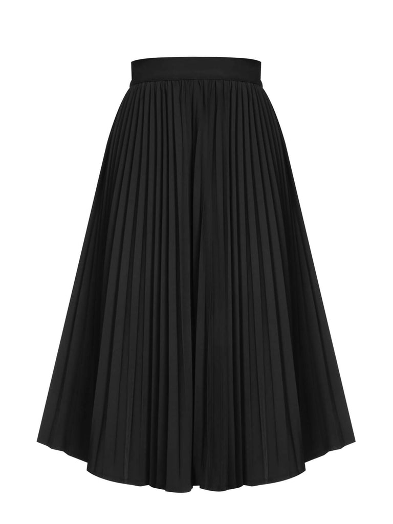 Black 1950s Elegant Pleated Skirt | Retro Stage