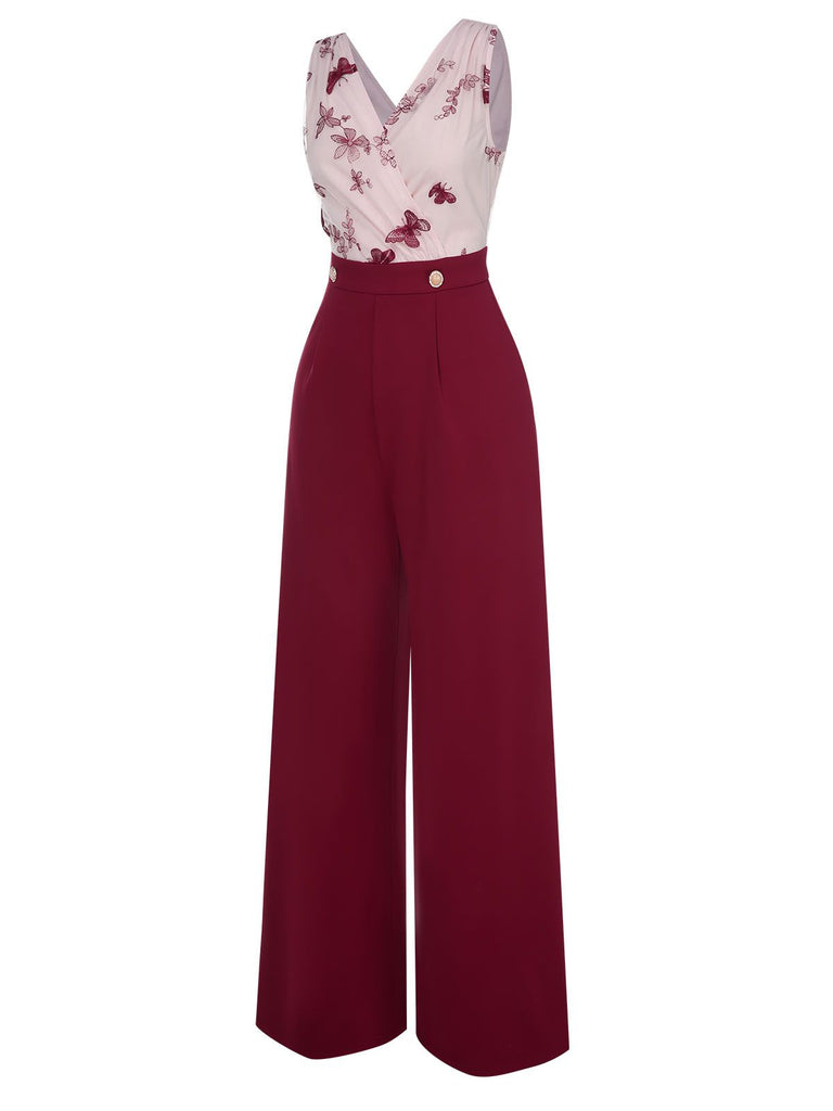 [Pre-Sale] 1930s Butterfly Button Patchwork Jumpsuit