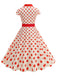 1950s Lapel Polka Dots Bow Swing Dress