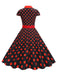 1950s Lapel Polka Dots Bow Swing Dress