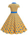 1950s Lapel Polka Dots Bow Swing Dress