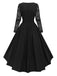 Black 1950s Lace Patchwork Swing Dress