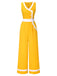 [Pre-Sale] Yellow 1930s Asymmetric Patchwork Sleeveless Jumpsuit