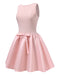 Pink 1950s Solid Bow Backless Skater Dress