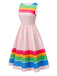 [Pre-Sale] Multicolor 1950s Rainbow Striped Boat Neck Dress