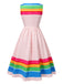 [Pre-Sale] Multicolor 1950s Rainbow Striped Boat Neck Dress