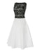 [Pre-Sale] White 1950s Black Lace Cutout Patchwork Dress