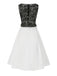 [Pre-Sale] White 1950s Black Lace Cutout Patchwork Dress