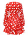 Red 1950s Polka Dot V-Neck Smocked Dress