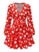 Red 1950s Polka Dot V-Neck Smocked Dress