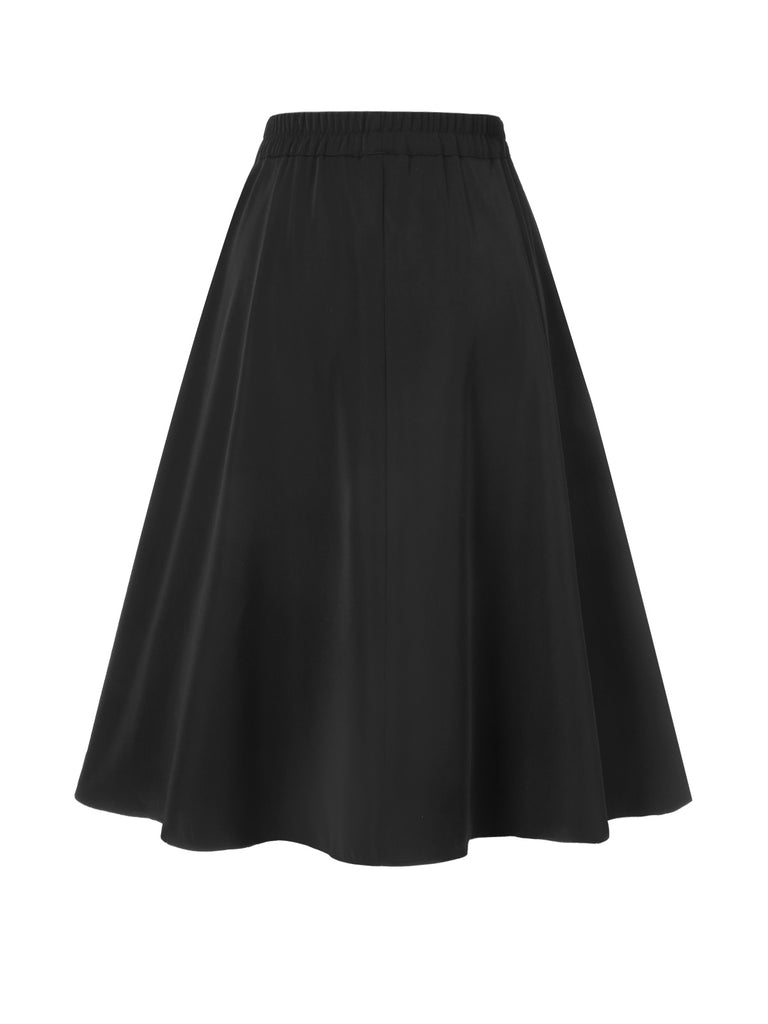 [Pre-Sale] Black 1950s Solid Two-Way A-Line Skirt