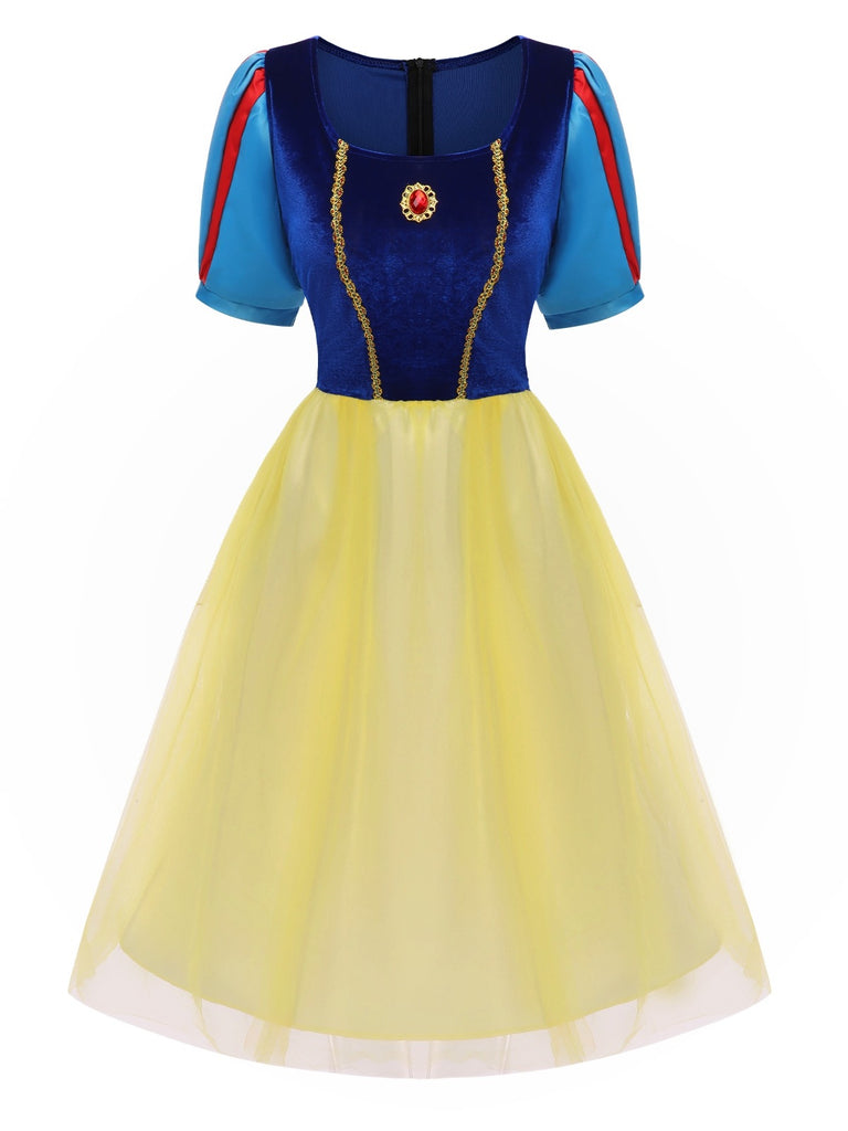 Blue 1940s Snow White Style Mesh Dress