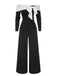 Black 1930s Off-Shoulder Bow Jumpsuit