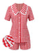 [Pre-Sale] Red 1950s Plaid Babydolls Cotton Pajama Set