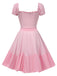 Pink 1950s Mary's Colorblock Puff Dress