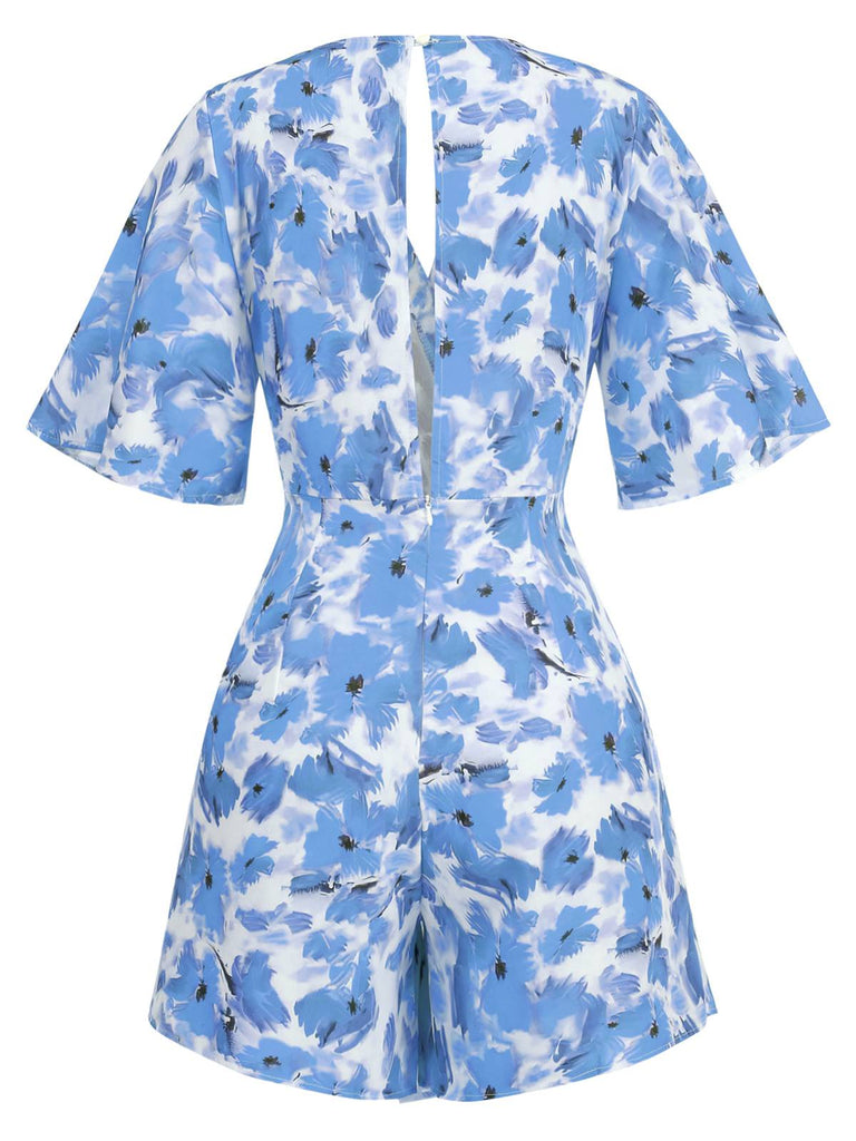 1930s V-Neck Oil Painted Floral Romper