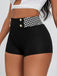 Black 1970s Houndstooth Patchwork Tight Shorts