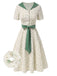 [Pre-Sale] Green 1940s Sailor Collar Ditsy Floral Dress