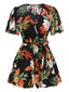1970s V-Neck Boho Floral Belted Romper