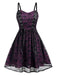 Black 1980s Skull Pattern Gothic Style Dress