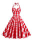 1950s Plaid Halter Swing Dress