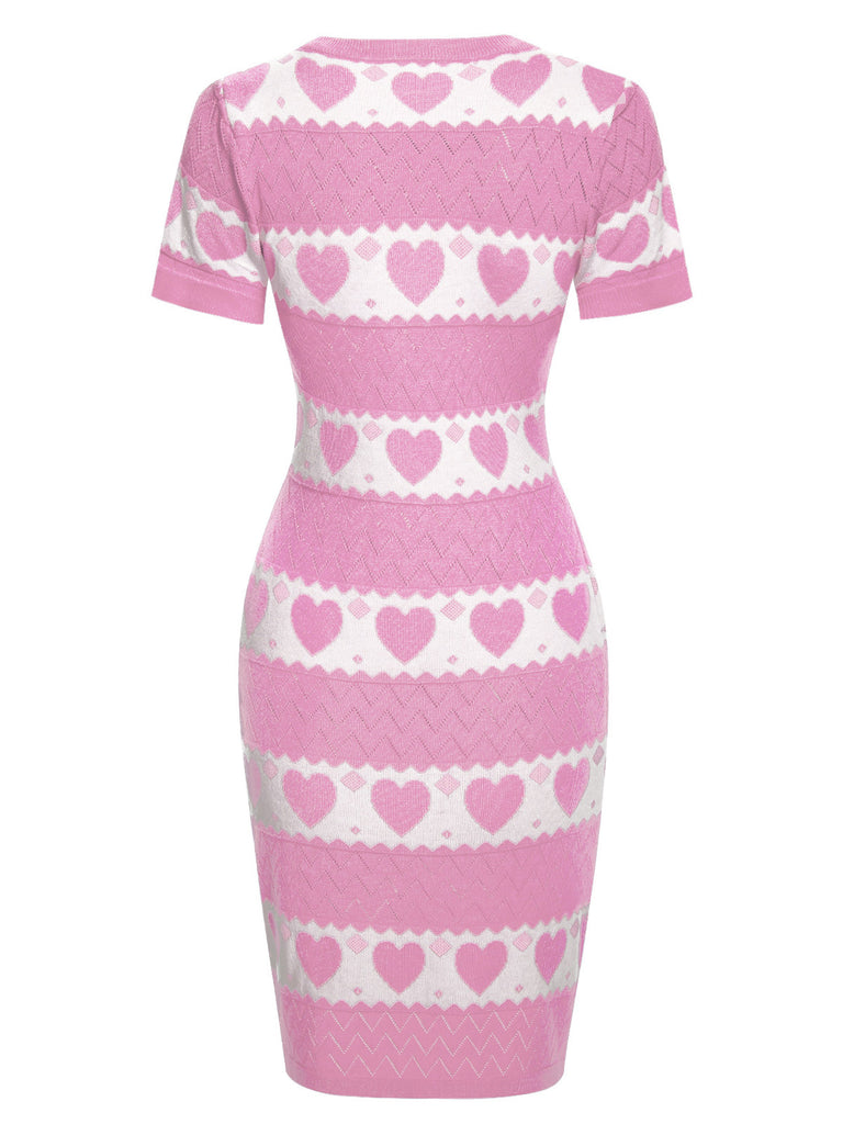 [Pre-Sale] Pink 1960s Contrasting Heart Knitting Dress