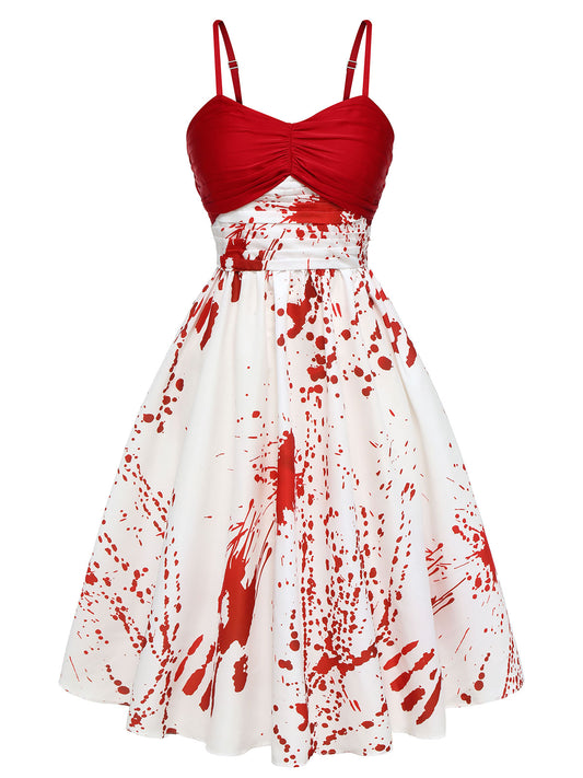 Red&White 1950s Halloween Blood Dress